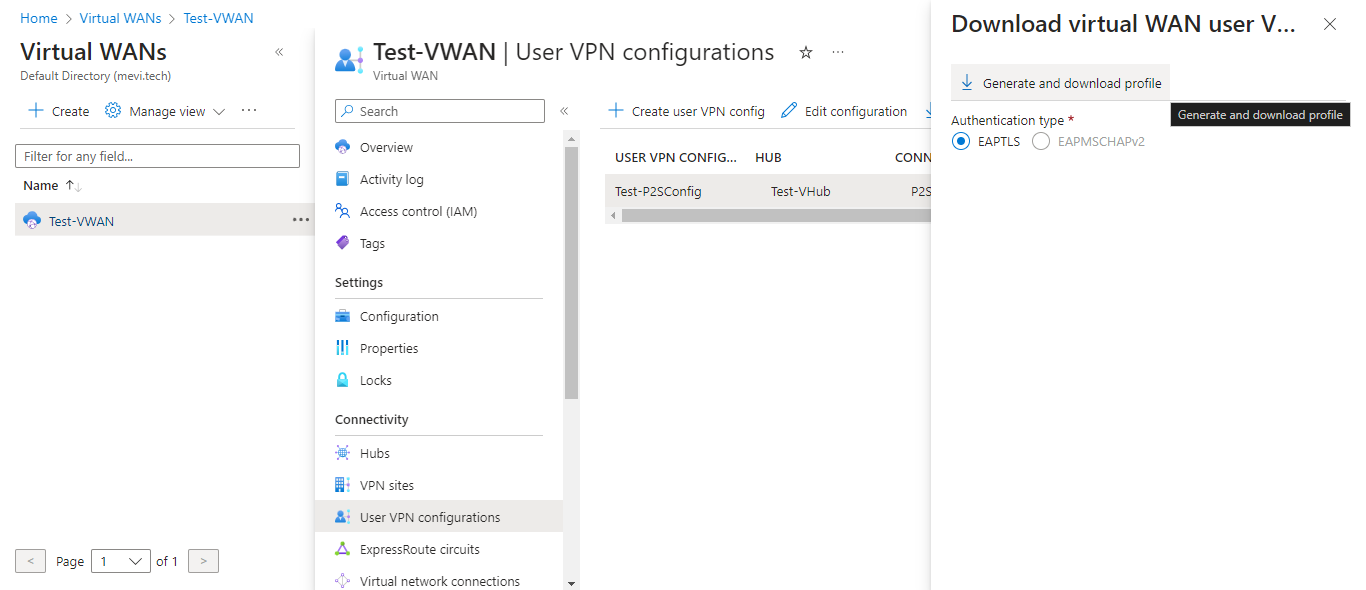 Setup Azure Virtual WAN - P2S OpenVPN with AD Integration