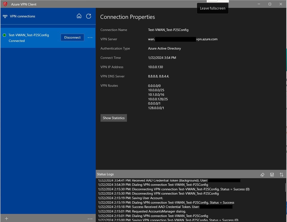 Setup Azure Virtual WAN - P2S OpenVPN with AD Integration